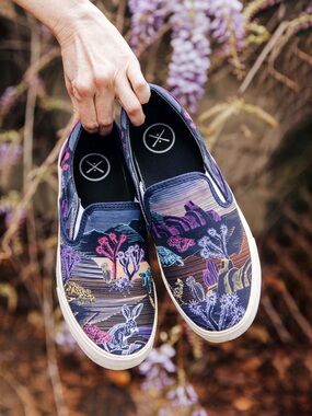 inkkas Navy Multi Floral Desert Slip-On Loafers